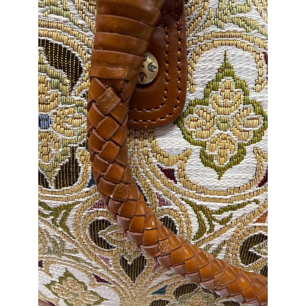 Patricia Nash LESINA Discovery Tapestry & Leather Tan Tote NEW $399 309 OF 400 - Picture 5 of 16